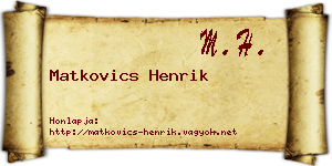 Matkovics Henrik névjegykártya